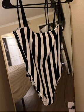 & Other Stories Black and White Striped One-Piece